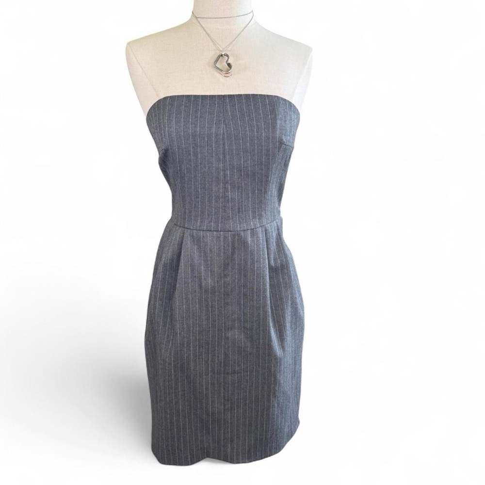 Chic Strapless Gray Pinstripe Dress from Express Design Studio